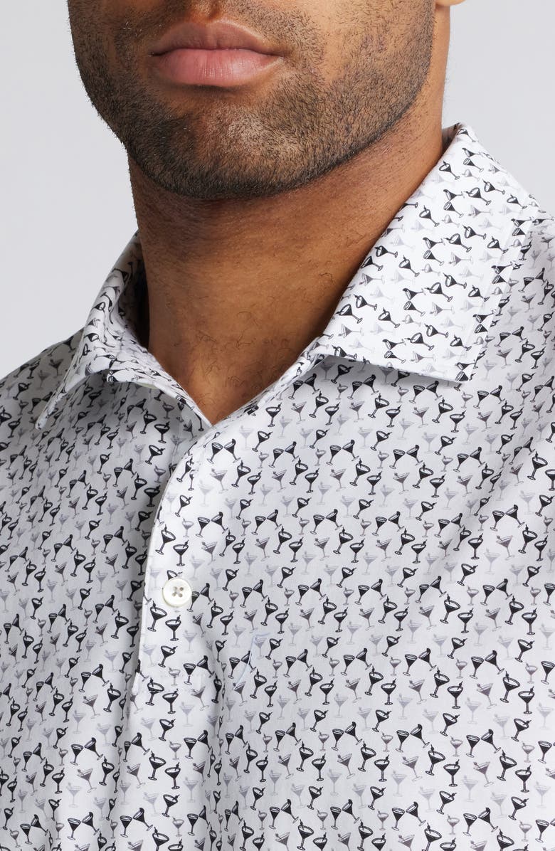 Bugatchi Victor OoohCotton<sup>®</sup> Cocktail Print Polo, Alternate, color, White