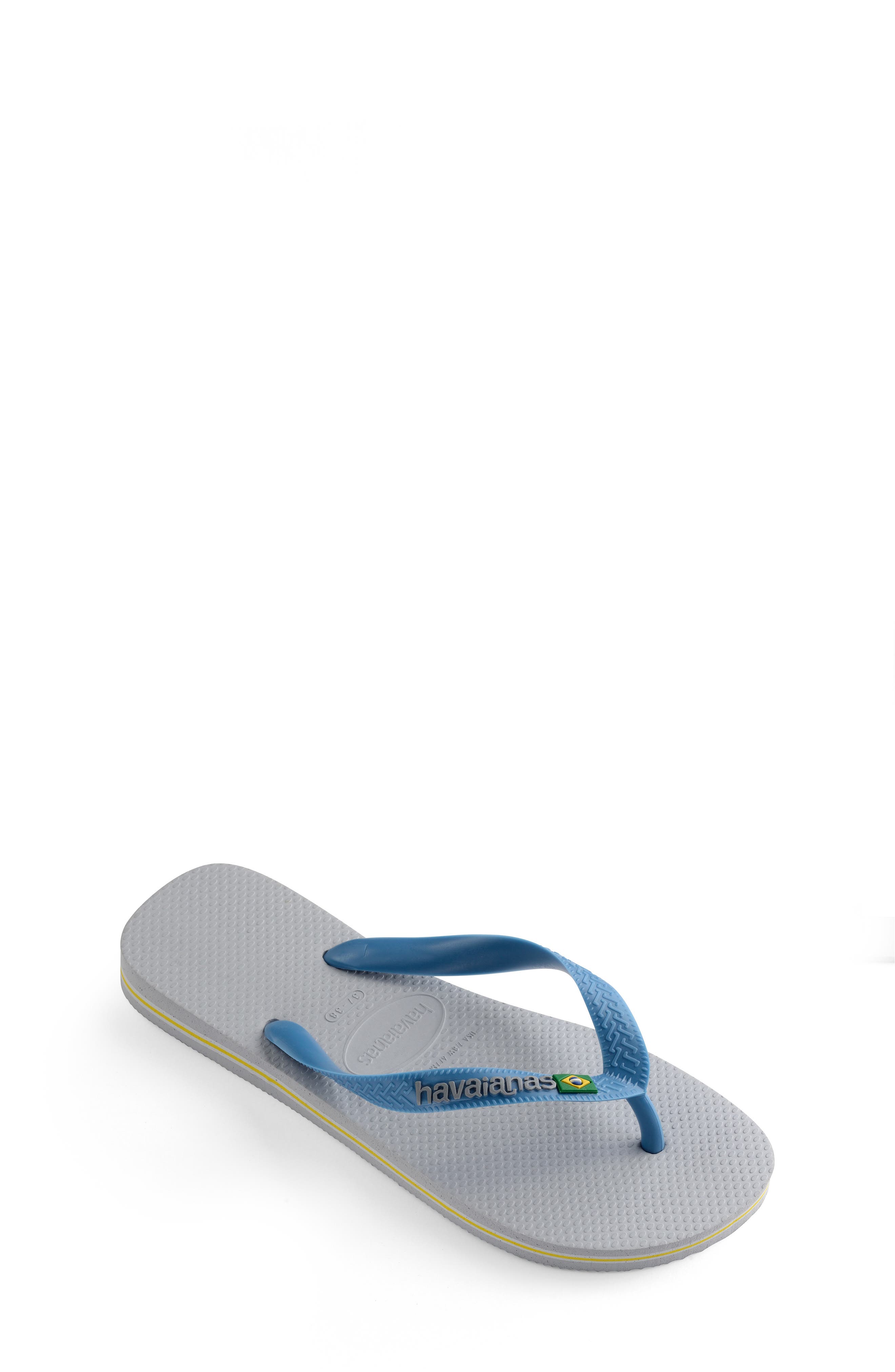 Kids' Brazil Logo Flip Flop, Alternate, color, ICE GREY