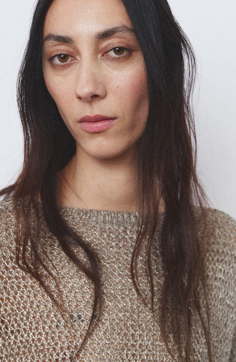 MANGO Luli Jersey Open Stitch Sweater, Alternate, color, Khaki Green