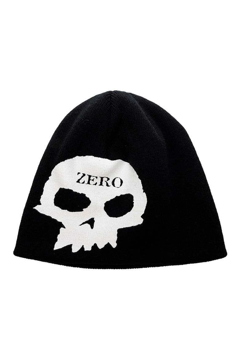 X Zero Skateboards Single Skully Beanie, Main, color, BLACK