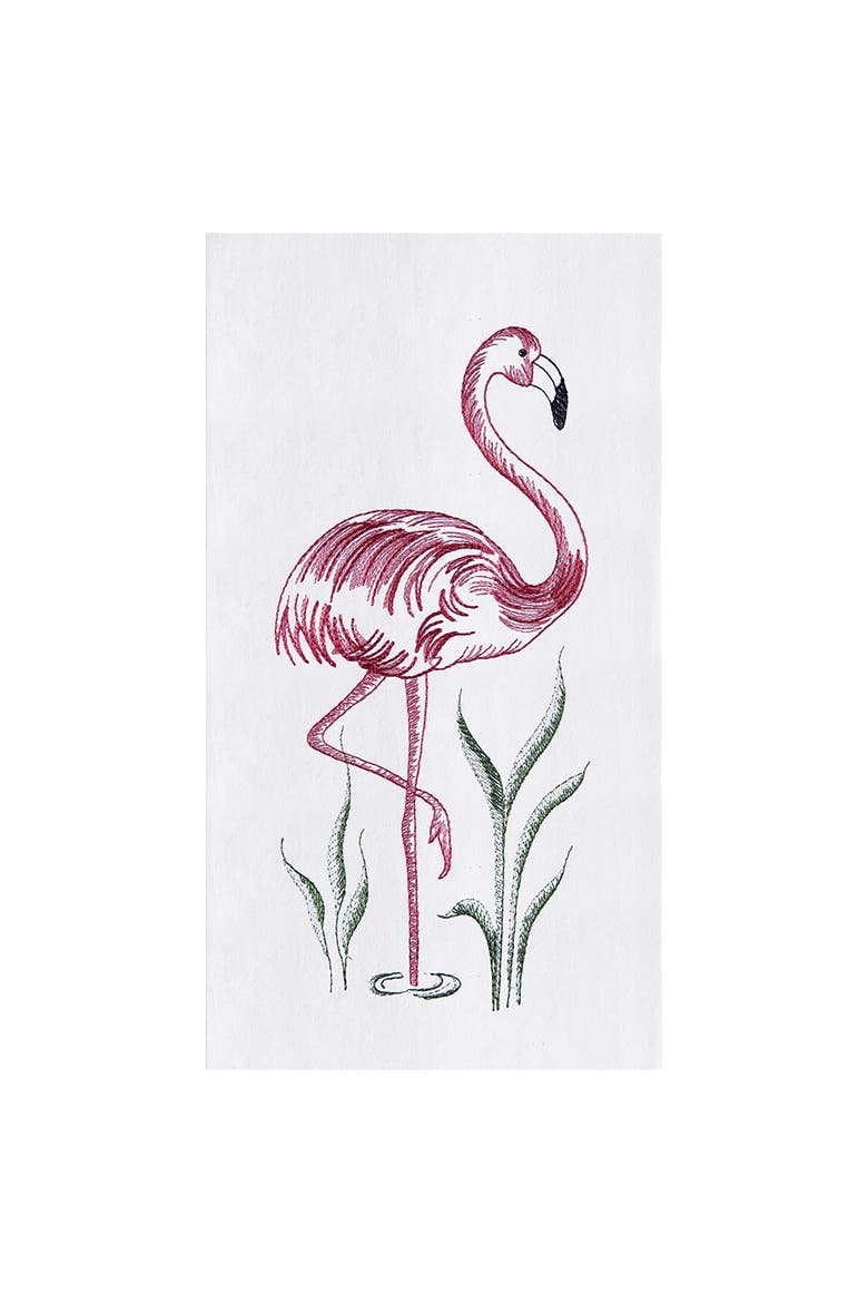 Flamingo Flour Sack Cotton Kitchen Towel, Main, color, White