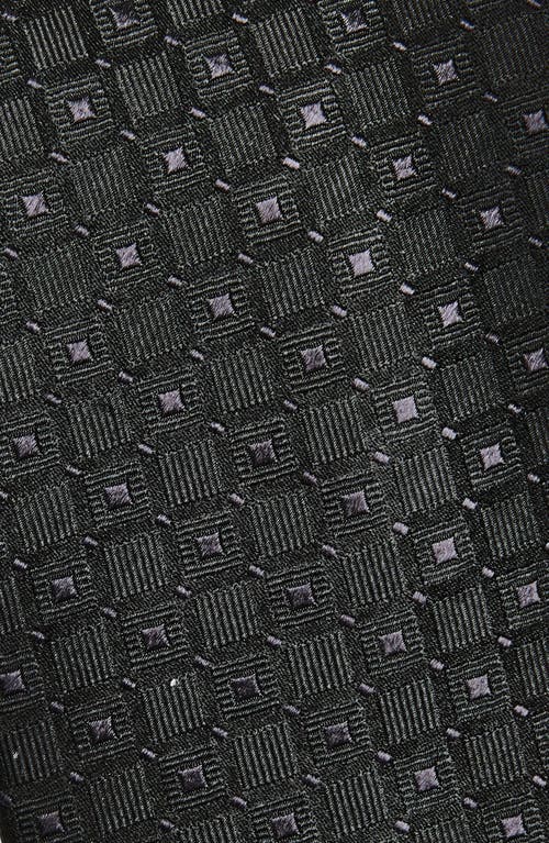 Duchamp Grid Silk Tie In Black