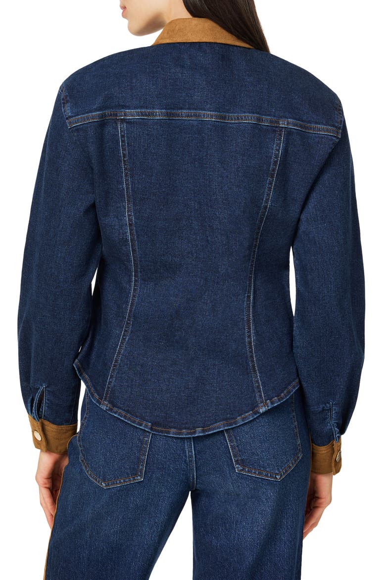 Mixed Media Cotton Blend Button Up Shirt, Alternate, color, TIDAL