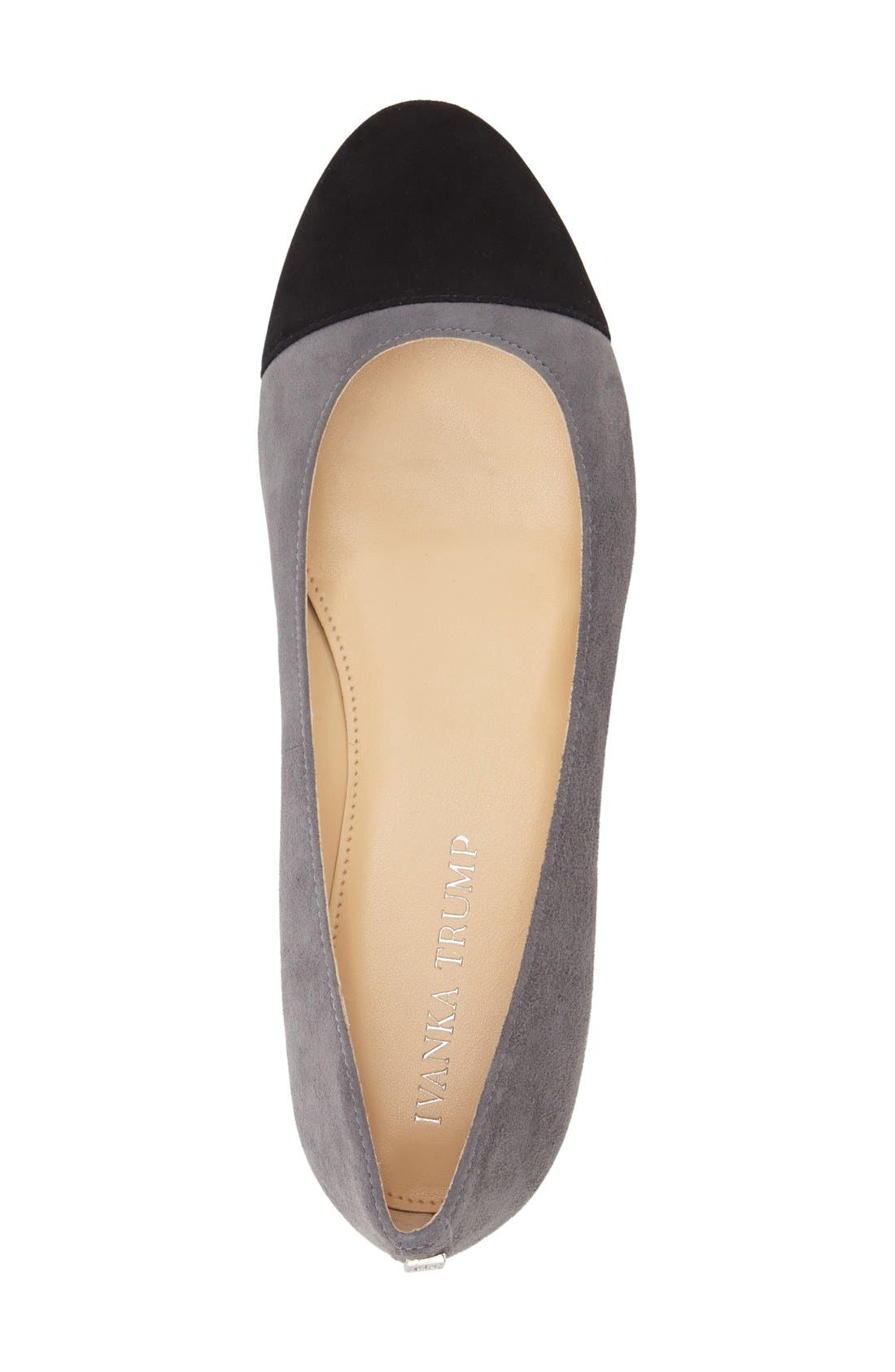 'Jocelyn' Cap Toe Flat, Alternate, color, NEW DEEP GREY/ BLACK SUEDE