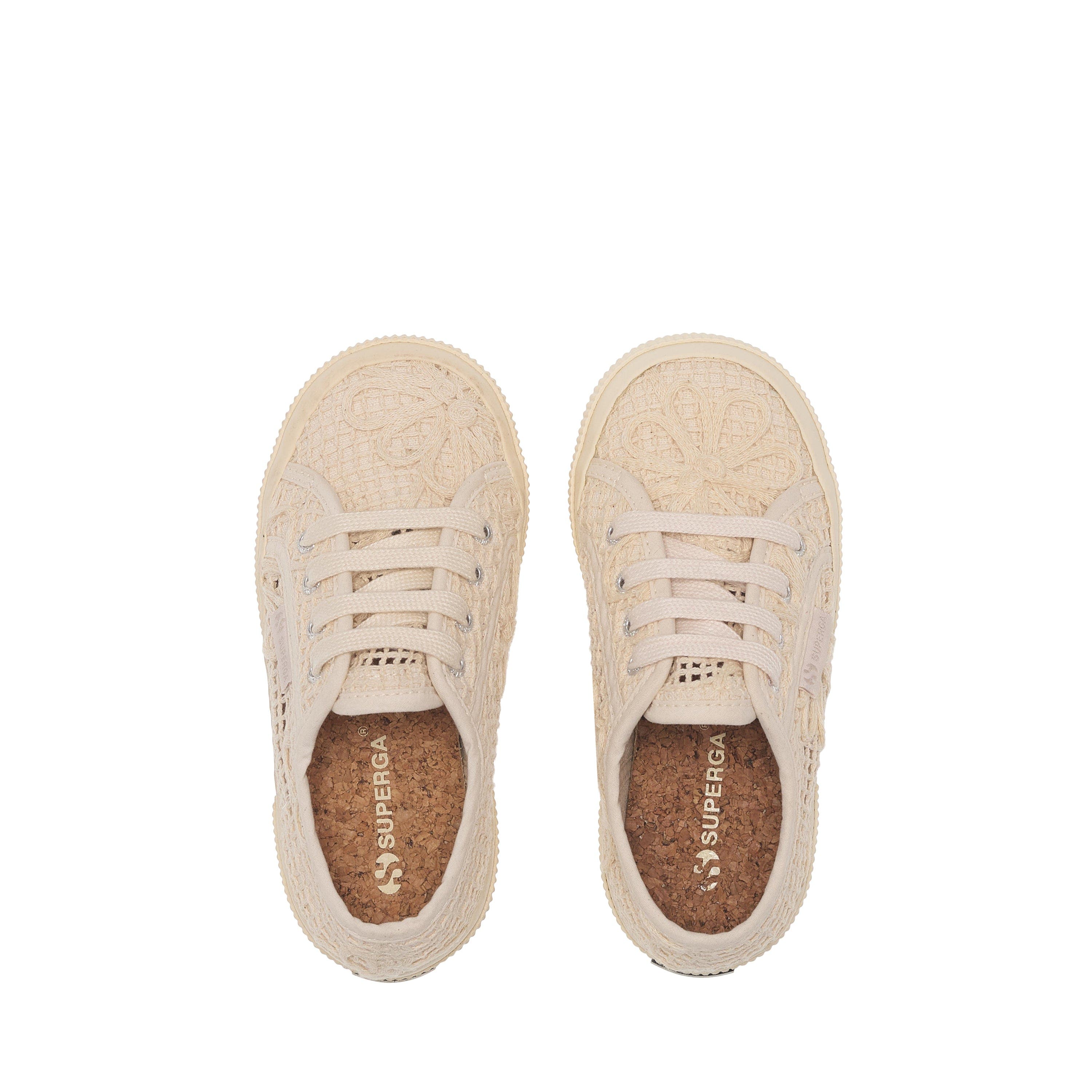 Superga 2750 Kids Net Flower Crochet, Alternate, color, Beige Raw-Off White