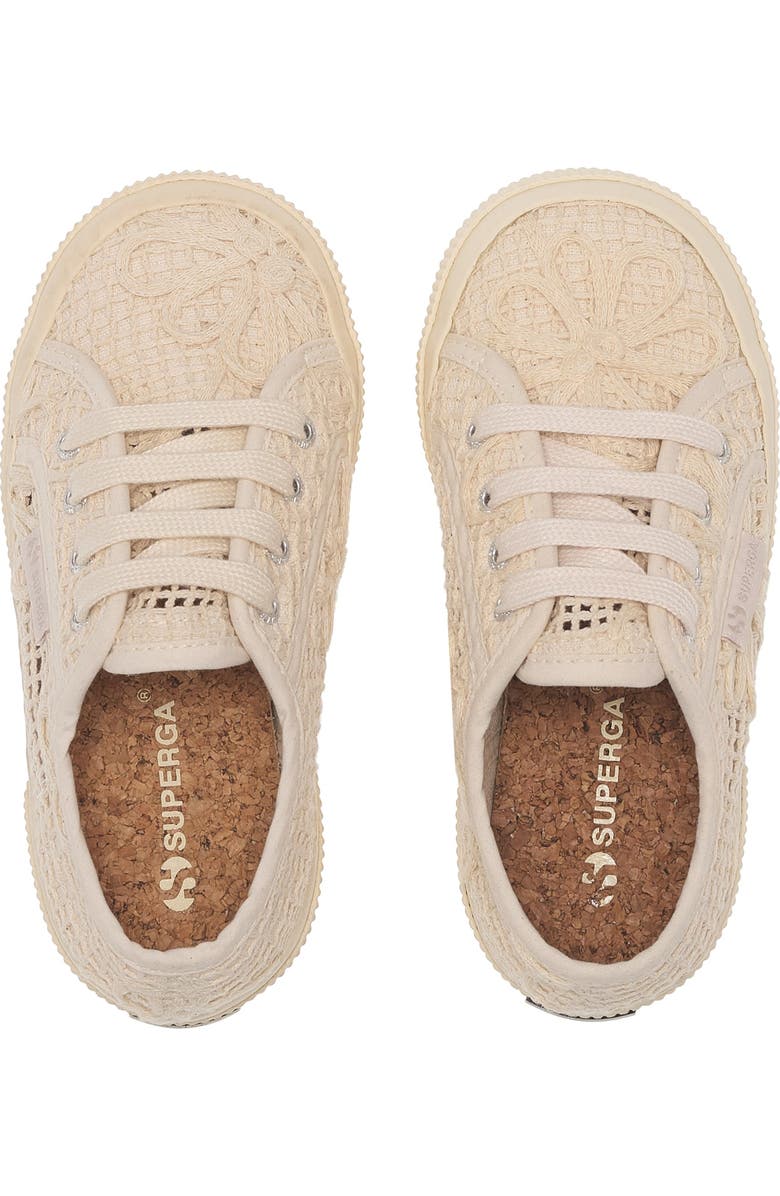Superga 2750 Kids Net Flower Crochet, Alternate, color, Beige Raw-Off White