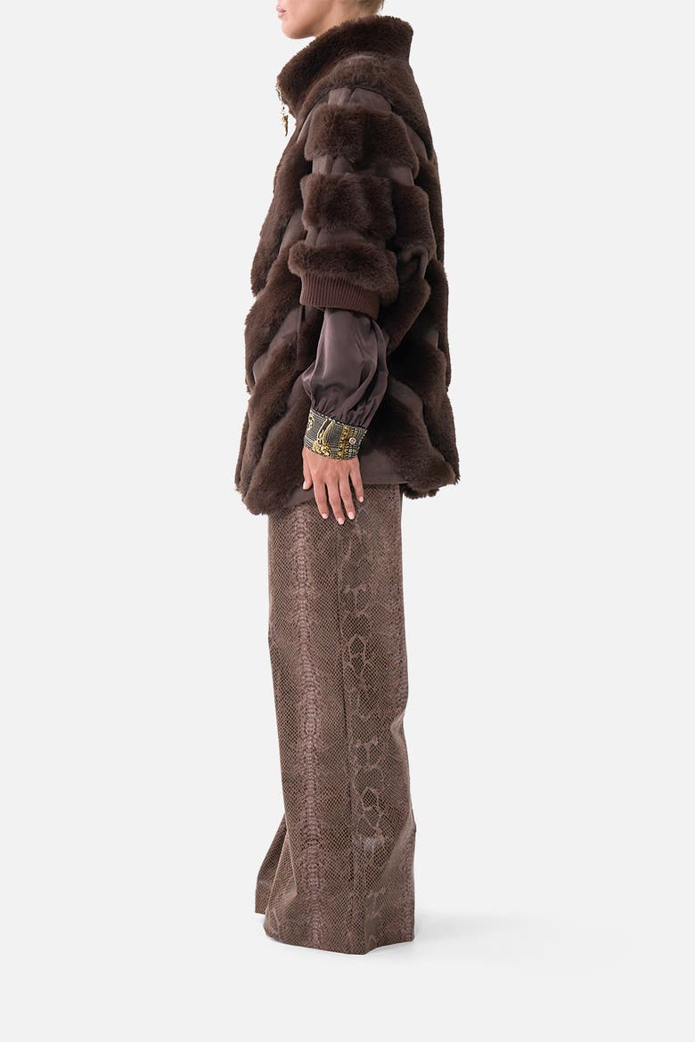 Faux Fur Stripe Slouch Jacket, Alternate, color, Animals In The Palace
