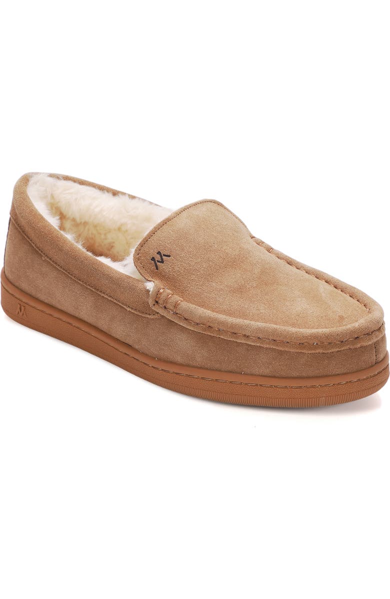 Mykos Harrison Faux Shearling Lined Moc Slipper, Main, color, Chestnut
