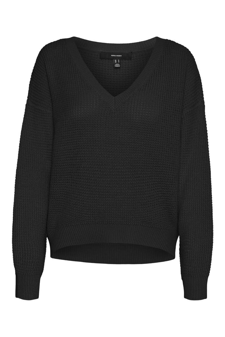 Leanna V-Neck Sweater, Alternate, color, BLACK