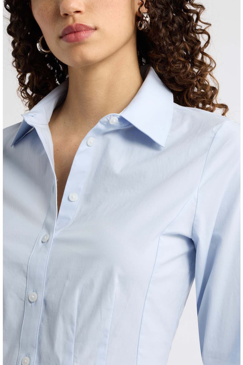 Stretch Cotton Poplin Peplum Shirt, Alternate, color, BLUE DUSK