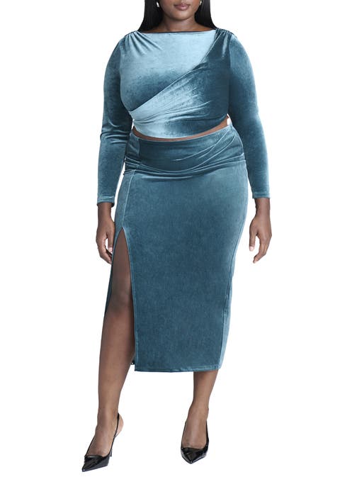 Velvet Maxi Skirt With Slit