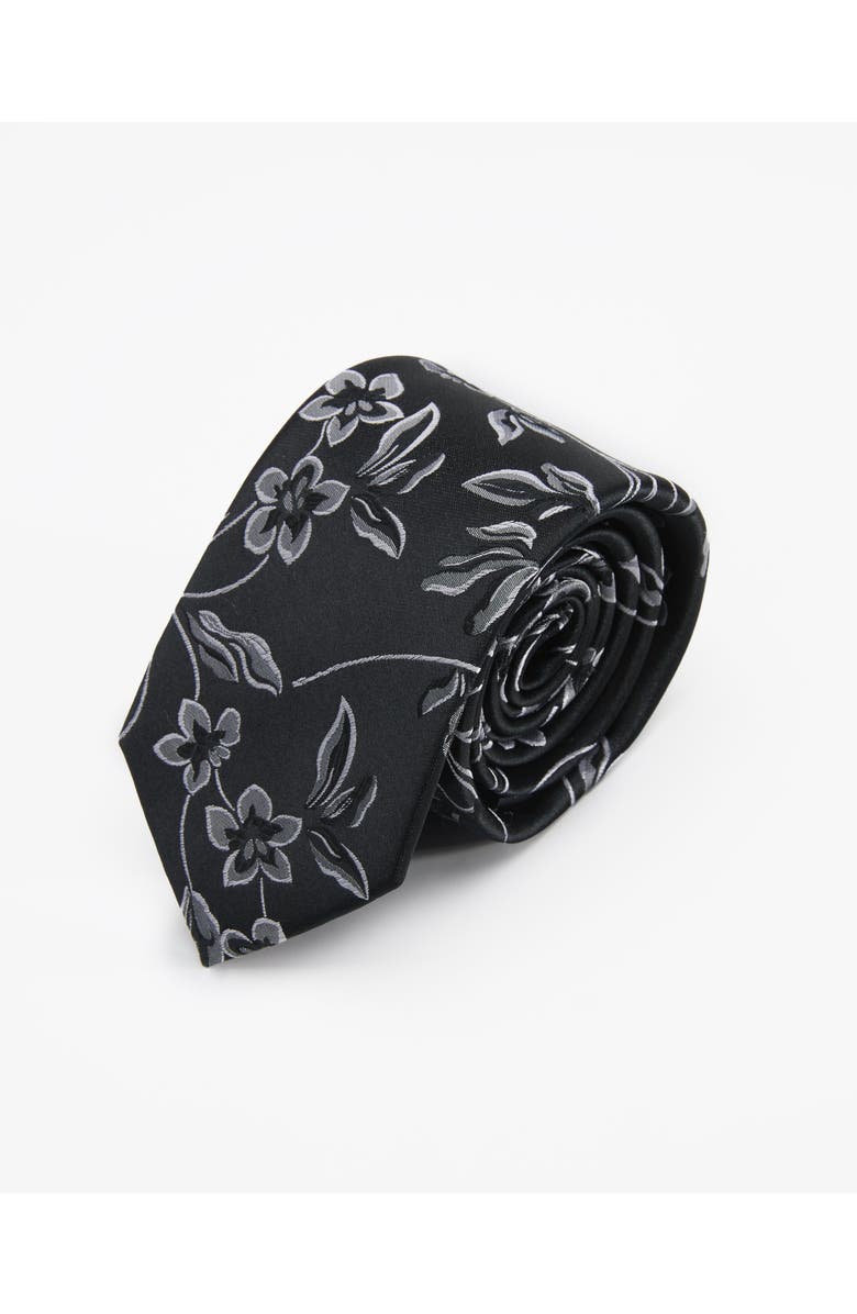 Knottery & Co Floral Silk Jacquard Tie, Main, color, Black
