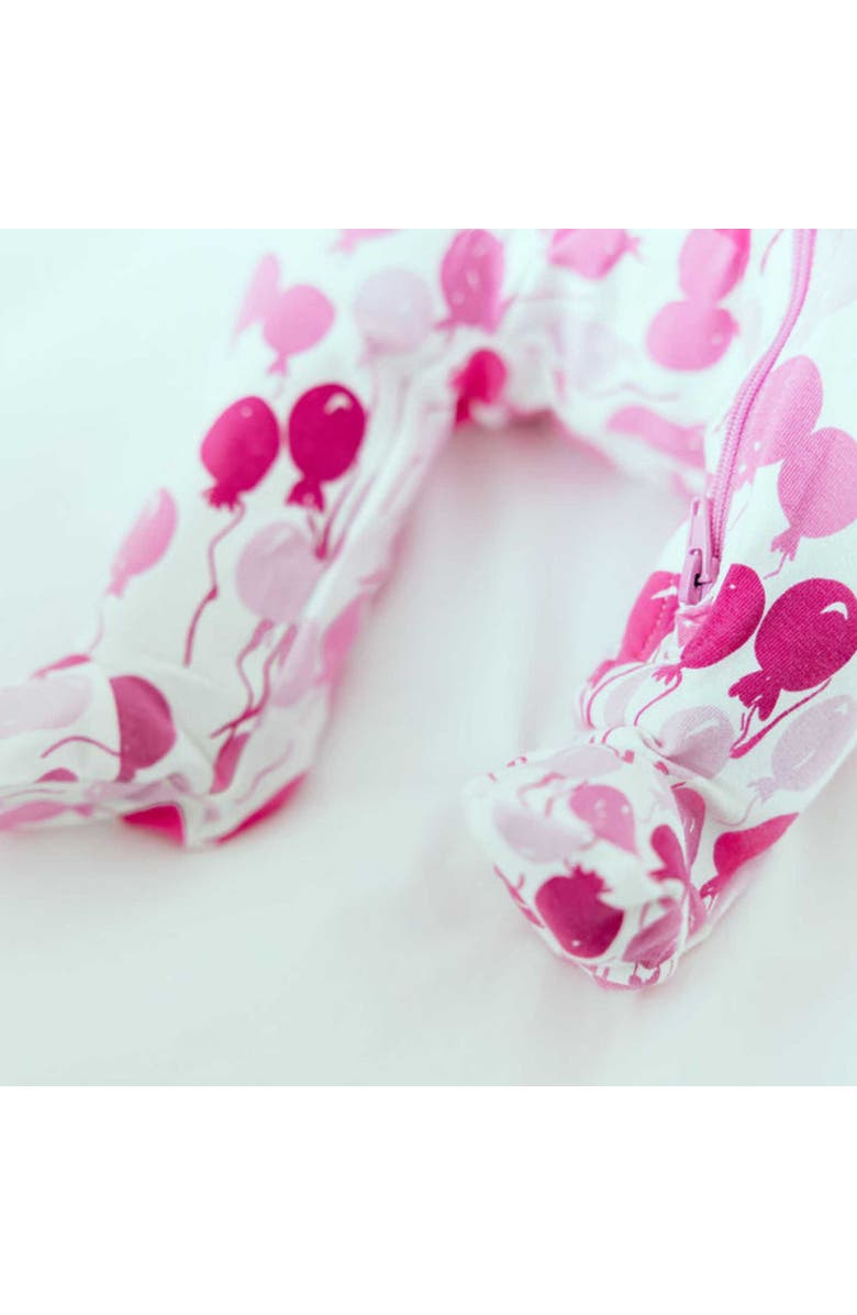 Norani Organic Cotton Zip Footie, Alternate, color, Pink Balloons
