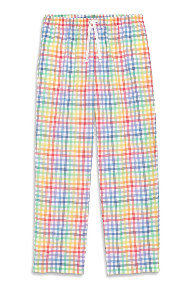 Unisex Fit Plaid PJ Pant In Rainbow Plaid, Main, color, Ivory Rainbow Plaid