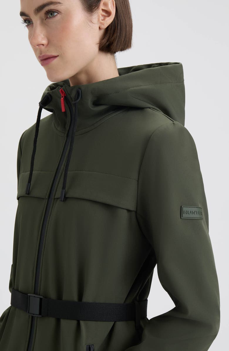 Hunter Crown 2.0 Water Repellent Hooded Softshell Coat, Alternate, color, Hunter Green/ Herb Sage