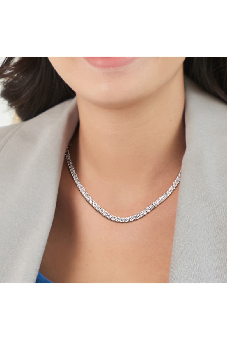 Moissanite Tennis Necklace, Alternate, color, Sterling Silver
