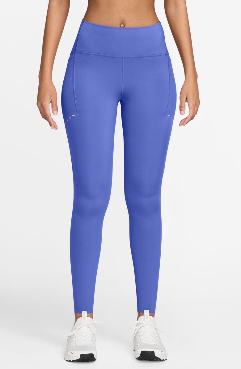 Nike Swift High-Waisted Pocket 7/8 Running Leggings, Main, color, 570 Sapphire/ Reflective Silver