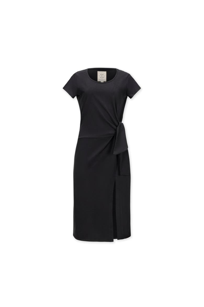 Women's Organic Knit Tie Midi Dress, Main, color, Black Side-Tie