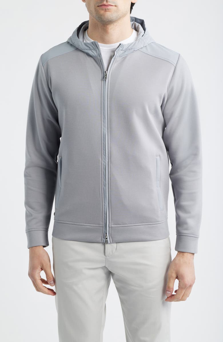 Peter Millar Crown Crafted Winsome Hybrid Hooded Jacket, Alternate, color, Gale Grey