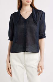 FRAME The Novelist Tie Neck Button-Up Shirt