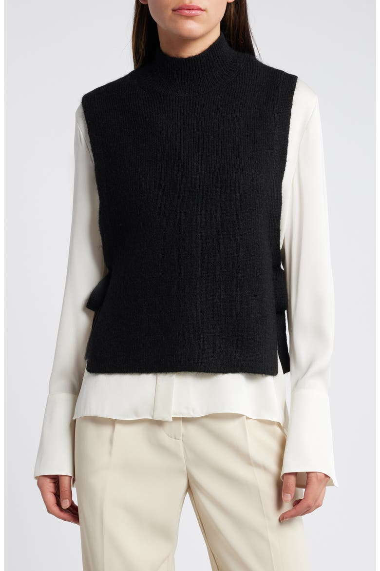 Wool & Mohair Side Tie Bib Vest, Main, color, BLACK DARK