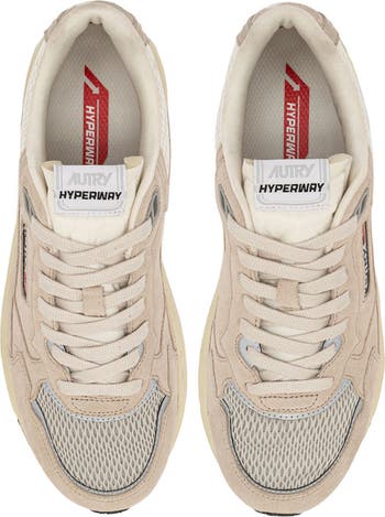 【関税&送料込】Autry White Leather And Mesh Hyperway Sneake Autry Hyperway Sneakers In White And Gray Suede And Mesh