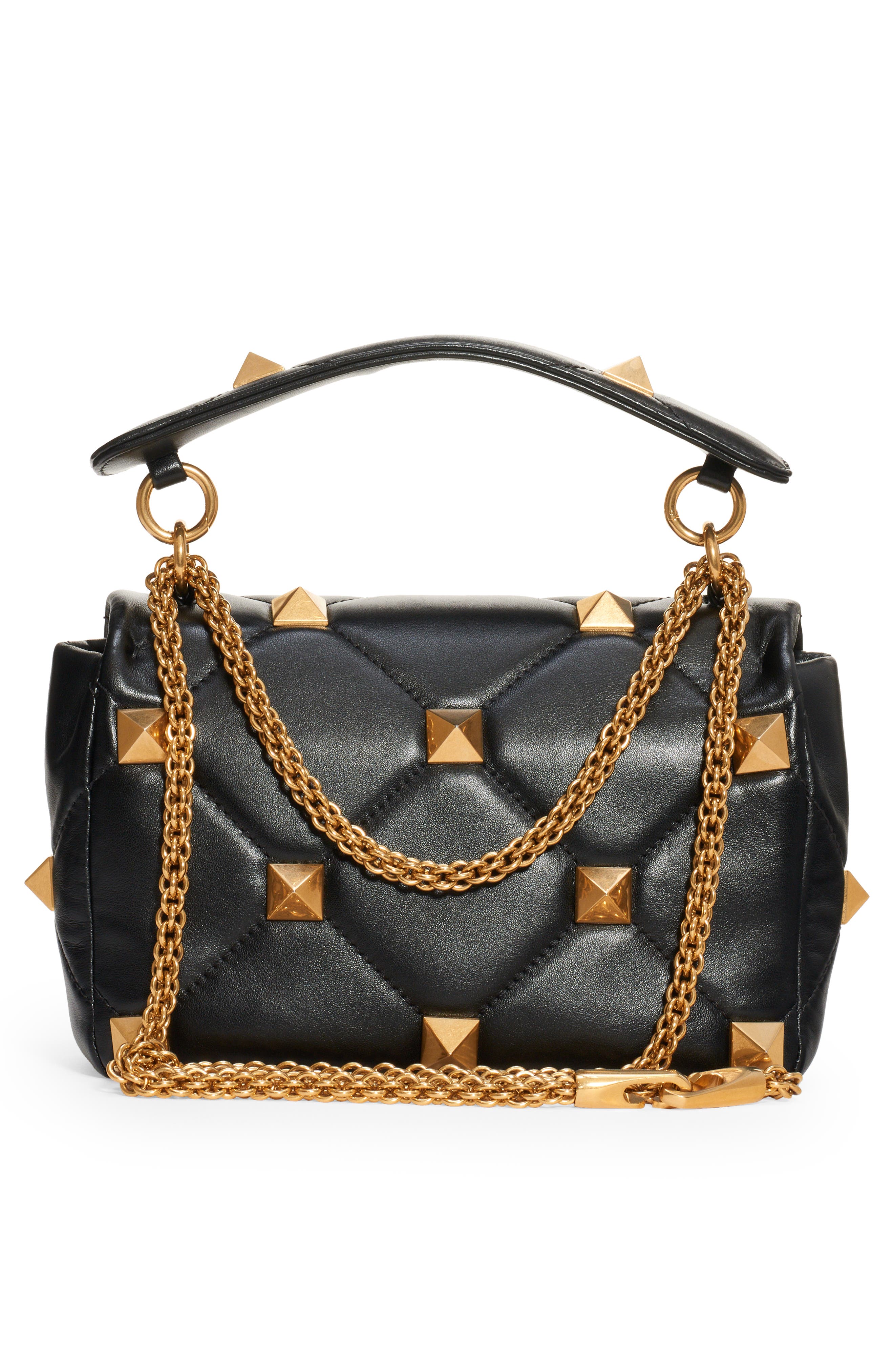 Valentino Garavani Medium Roman Stud Matelassé Leather Shoulder Bag, Alternate, color, 