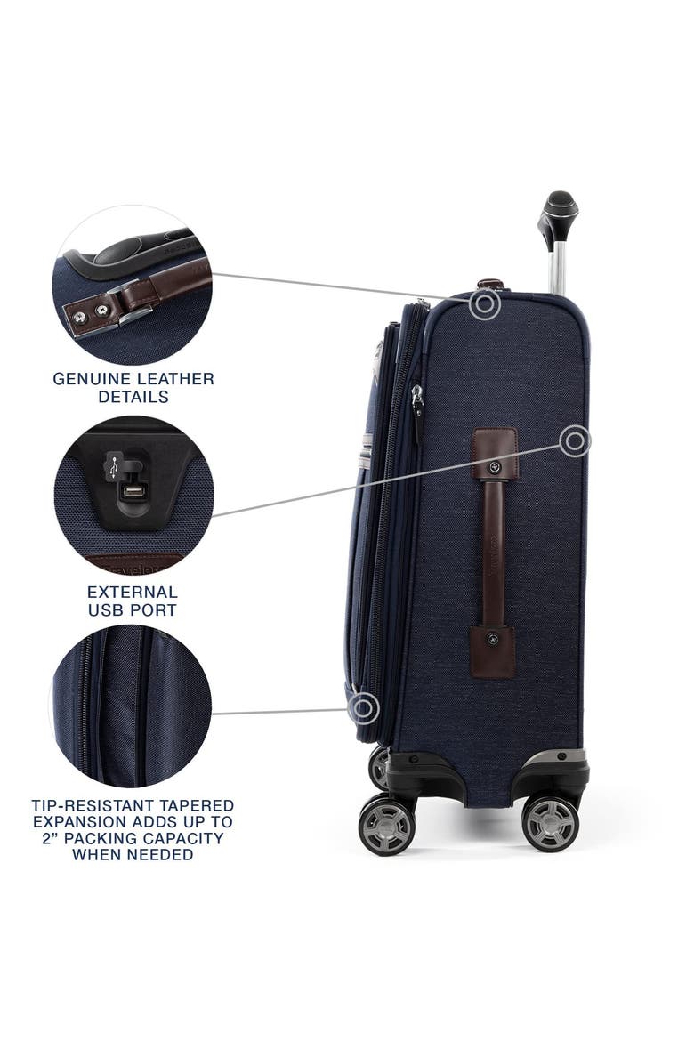 Platinum Elite Softside Expandable 21" Carry On Spinner Luggage, Alternate, color, True Navy Blue