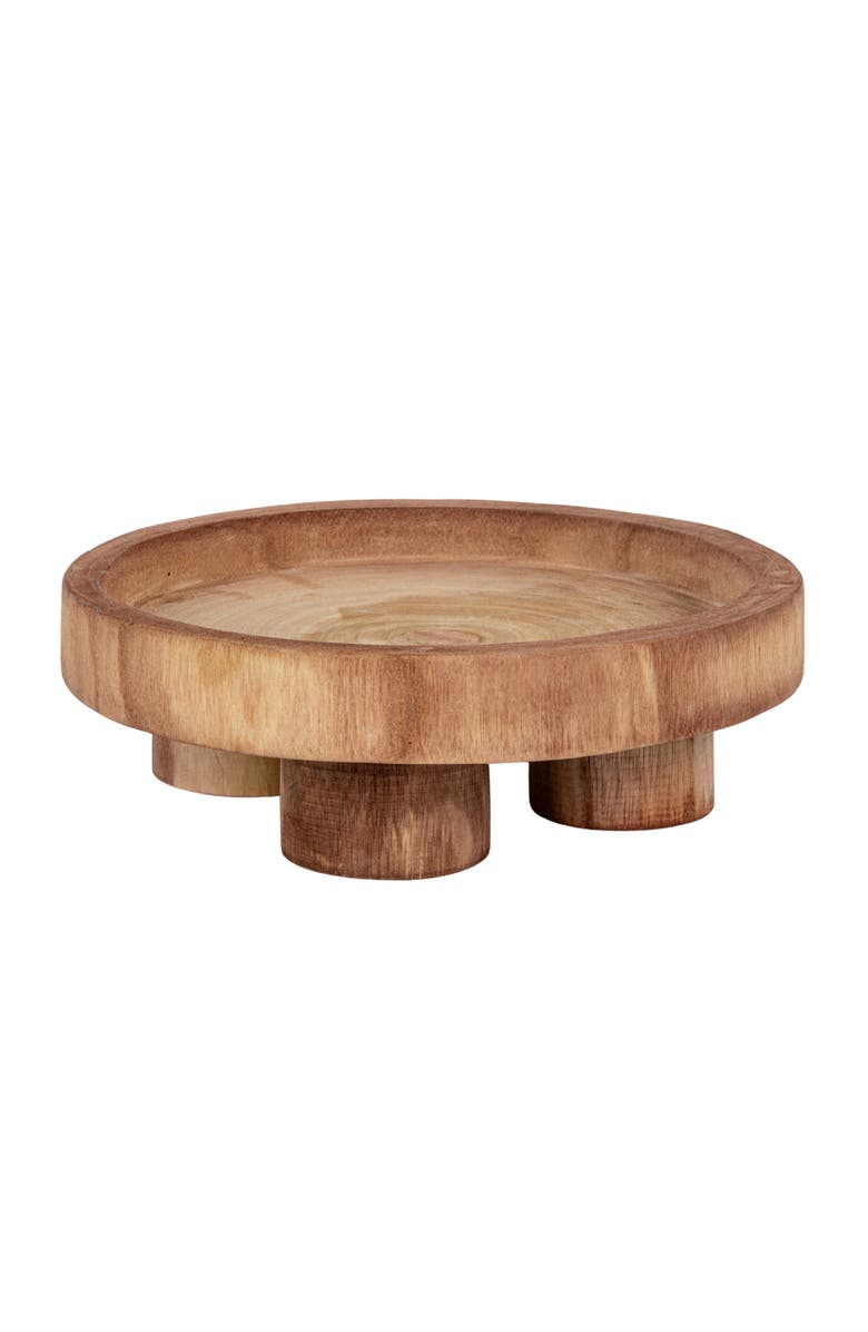 Storied Home Paulownia Wood Pedestal Tray, Main, color, Natural