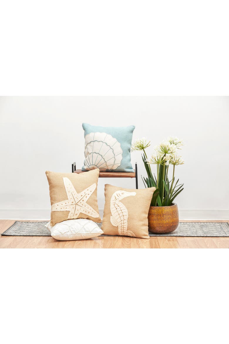 Scallop Shell Blue Burlap Accent Throw Pillow 18" x 18", Alternate, color, Blue