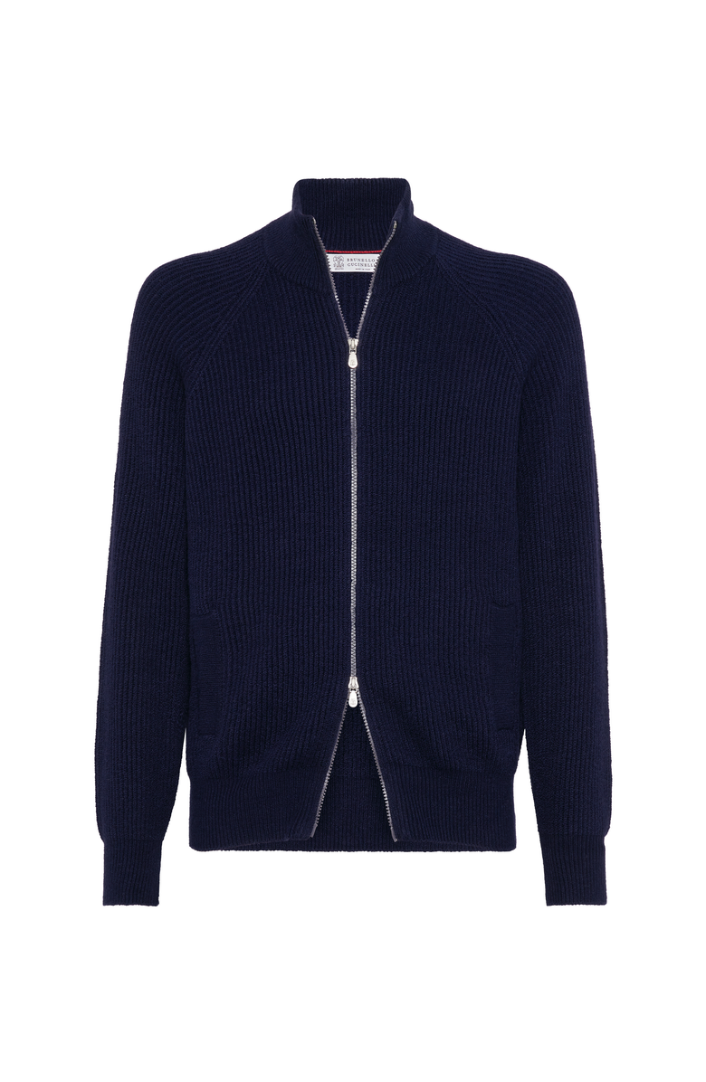 Brunello Cucinelli Zip-front cardigan, Main, color, Navy Blue