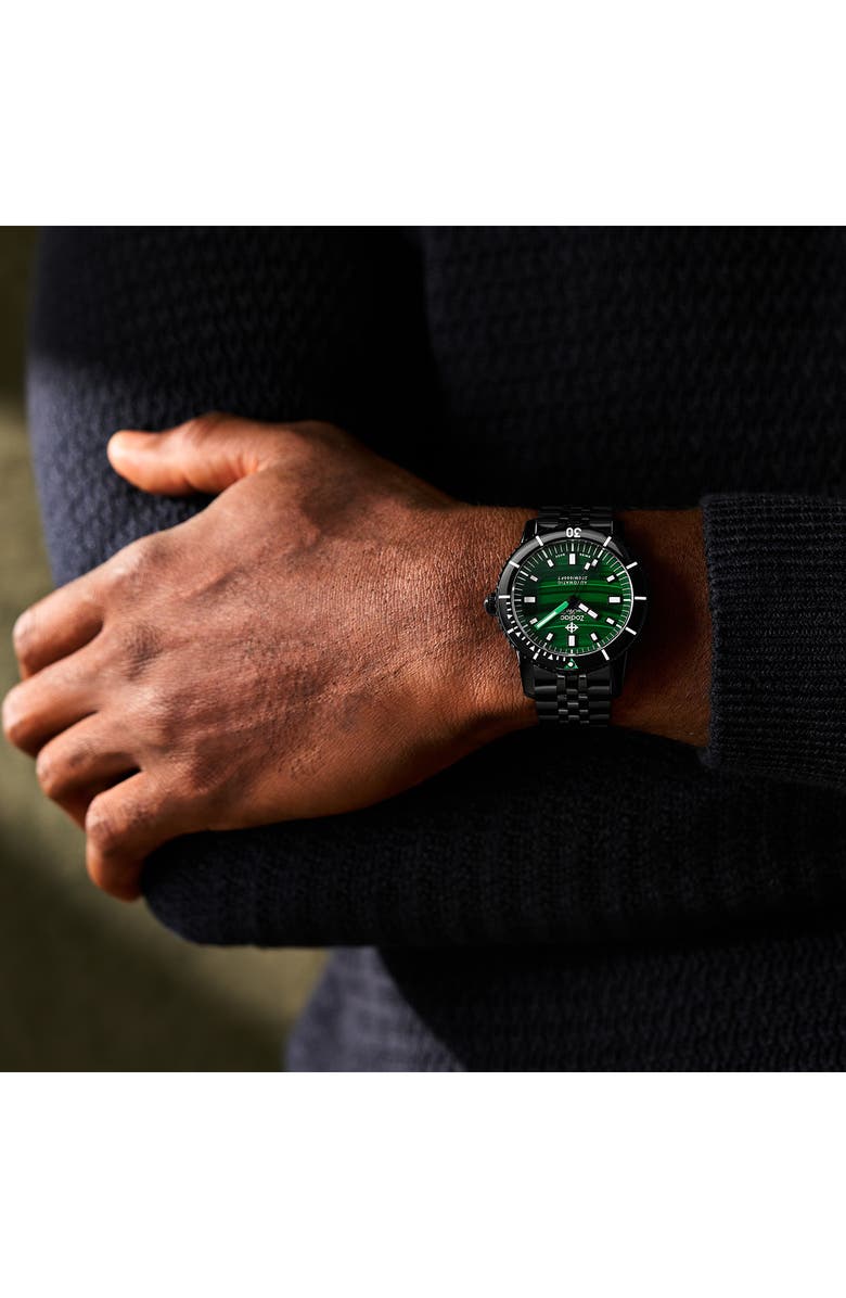 Zodiac Compression Diver Automatic Black Stainless Steel Watch, 40mm, Alternate, color, 