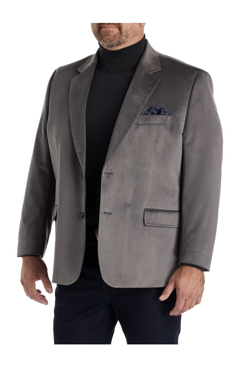 Big & Tall Jacket-Relaxer Velvet Sport Coat, Main, color, CHARCOAL