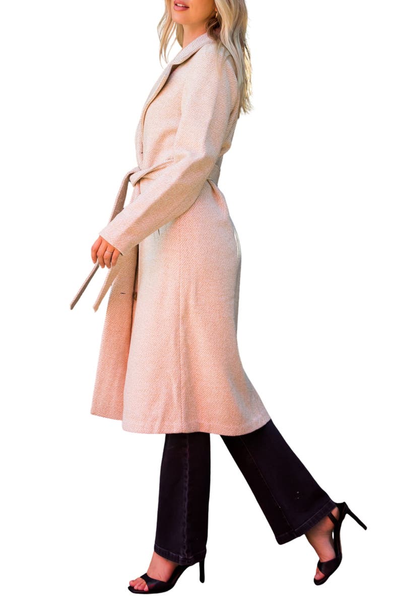 Stoosh Tie Waist Longline Coat, Alternate, color, Tan