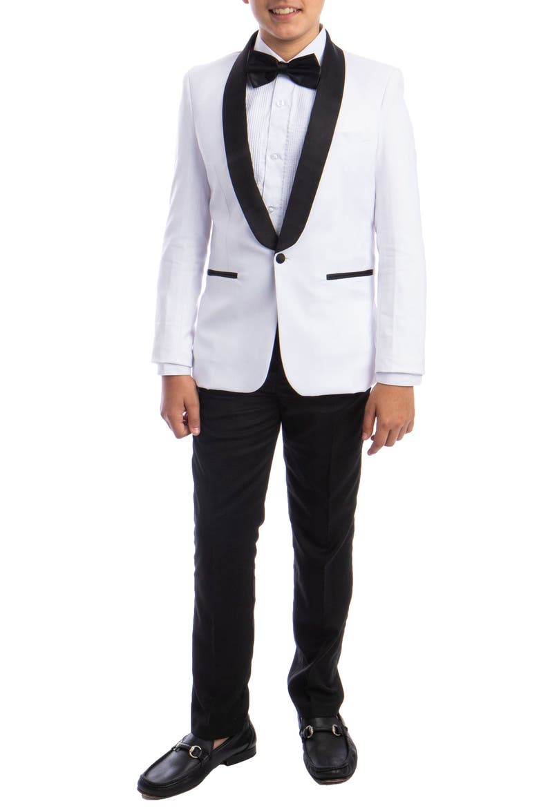 Kids' Solid Shawl Collar 5-Piece Tuxedo, Main, color, WHITE
