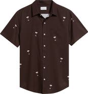 MAVRANS Espresso Martini Trim Fit Short Sleeve Performance Button-Down Shirt