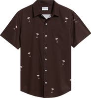 MAVRANS Espresso Martini Trim Fit Short Sleeve Performance Button-Down Shirt