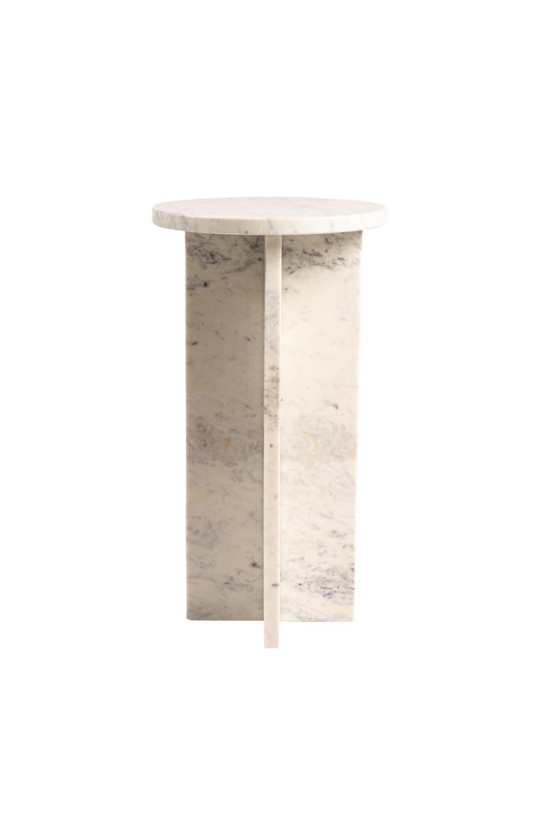 Martini Accent Table with Interlocking Cross Base, Alternate, color, White