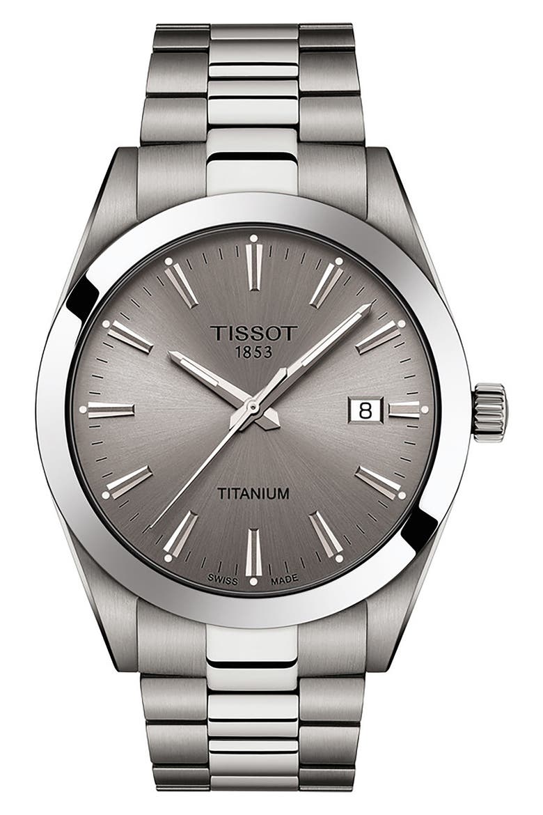 Gentleman Titanium Bracelet Watch, 40mm, Main, color, GREY