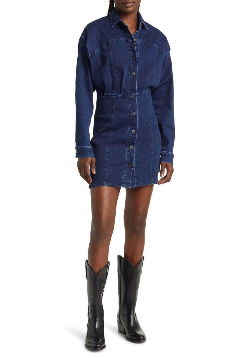Free People Amber Long Sleeve Denim Shirtdress, Main, color, 