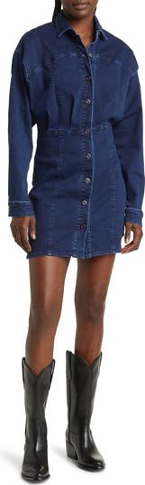 Free People Amber Long Sleeve Denim Shirtdress | Nordstrom