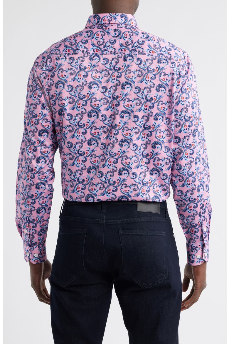Paisley Print Cotton Button-Up Shirt, Alternate, color, PINK