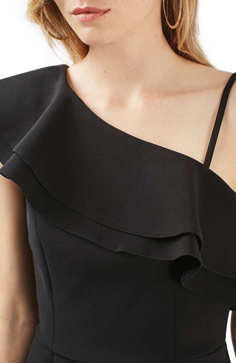 Topshop Ruffle Shoulder Romper, Alternate, color,