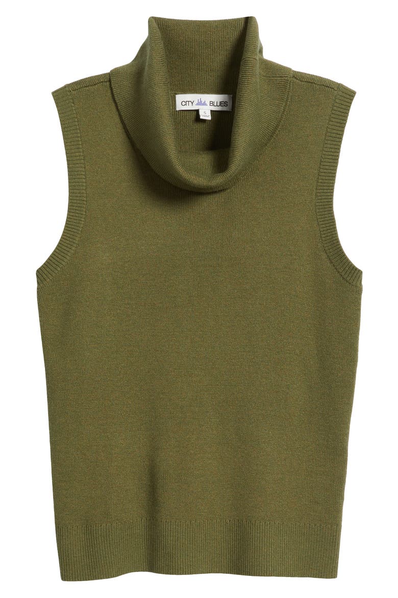 Turtleneck Sleeveless Sweater, Alternate, color, OLIVE
