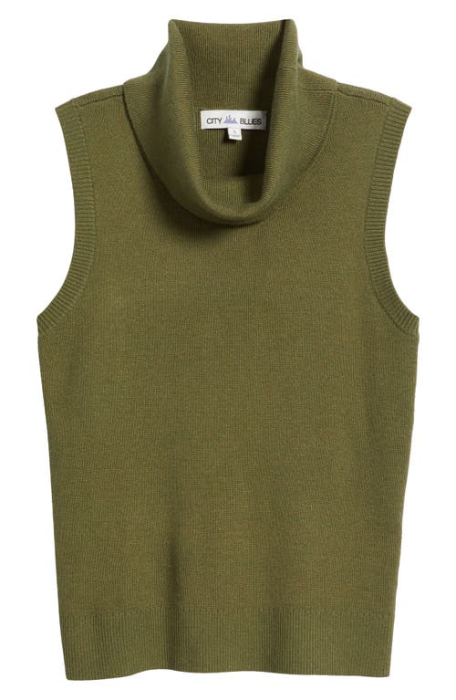 City Blues Turtleneck Sleeveless Sweater In Green