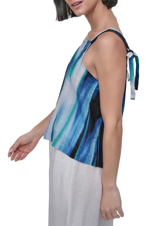 Shop Dkny Tie Strap Linen Top In Caribbean
