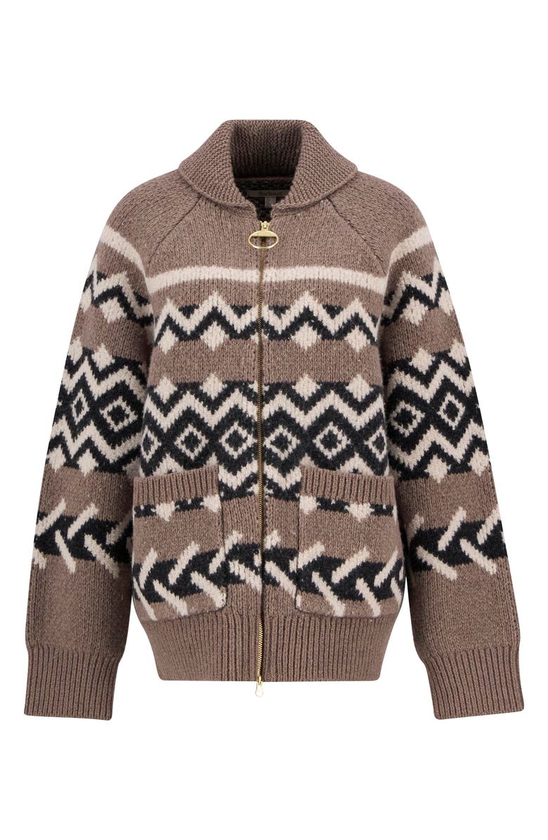 Klara Heritage Jacquard Wool Blend Zip-Up Cardigan