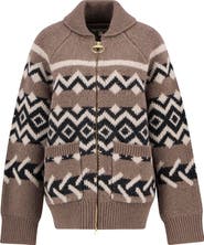 Barbour Klara Heritage Jacquard Wool Blend Zip-Up Cardigan | Nordstrom