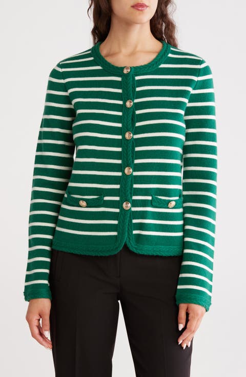 The Makena Stripe Wool & Cashmere Cardigan