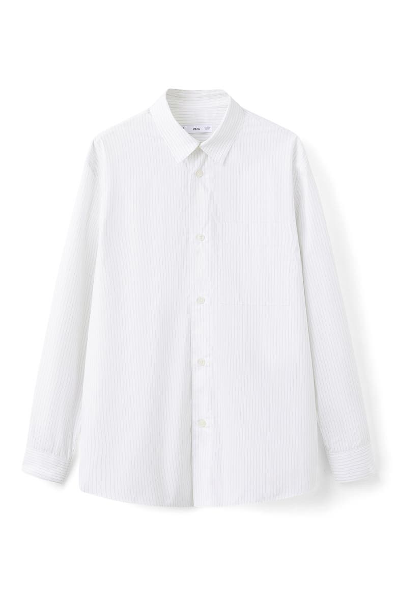 Relaxed Fit Stripe Button-Up Shirt, Alternate, color, WHITE